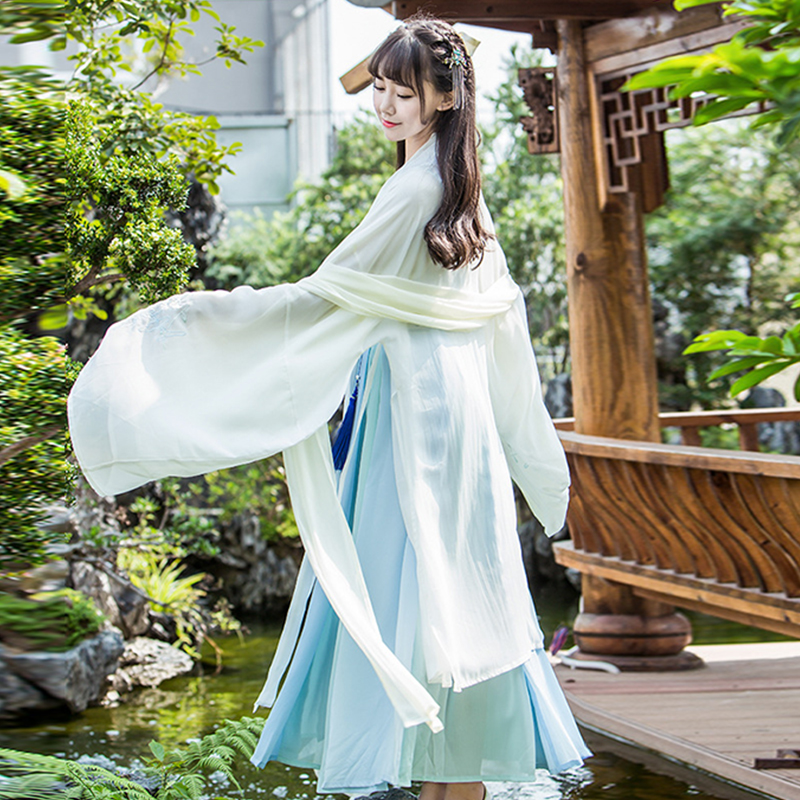 清新魏晉風(fēng)漢服，古裝仙女大袖衫齊腰襦裙