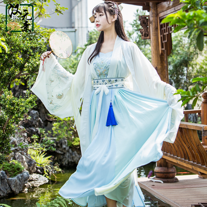 清新魏晉風(fēng)漢服，古裝仙女大袖衫齊腰襦裙
