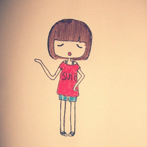 4款簡單手繪插畫圖片，清新可人小女生