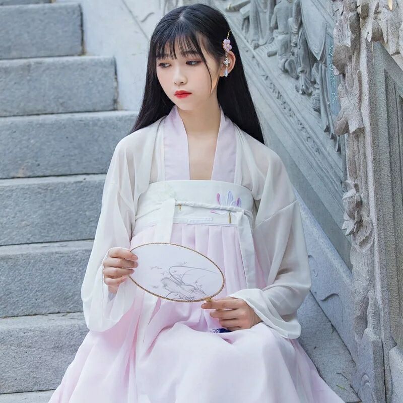 飄逸清新淡雅漢服，家佳樂文學(xué)襦裙廣袖流仙裙