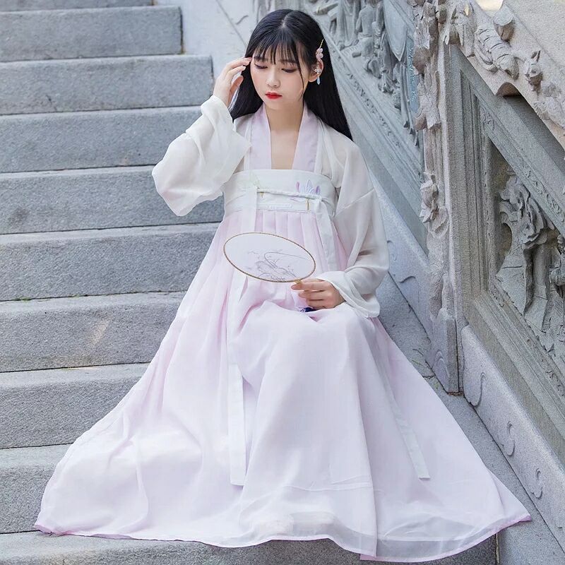 飄逸清新淡雅漢服，家佳樂文學(xué)襦裙廣袖流仙裙