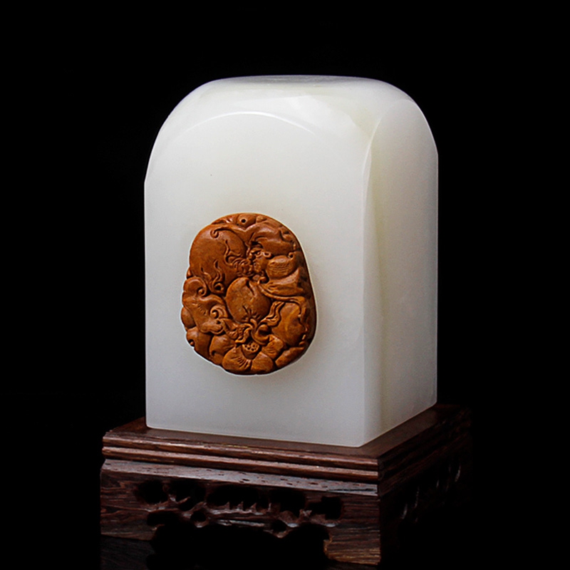 文人雅趣，玉雕印章