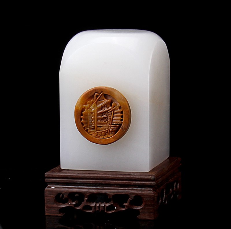 文人雅趣，玉雕印章