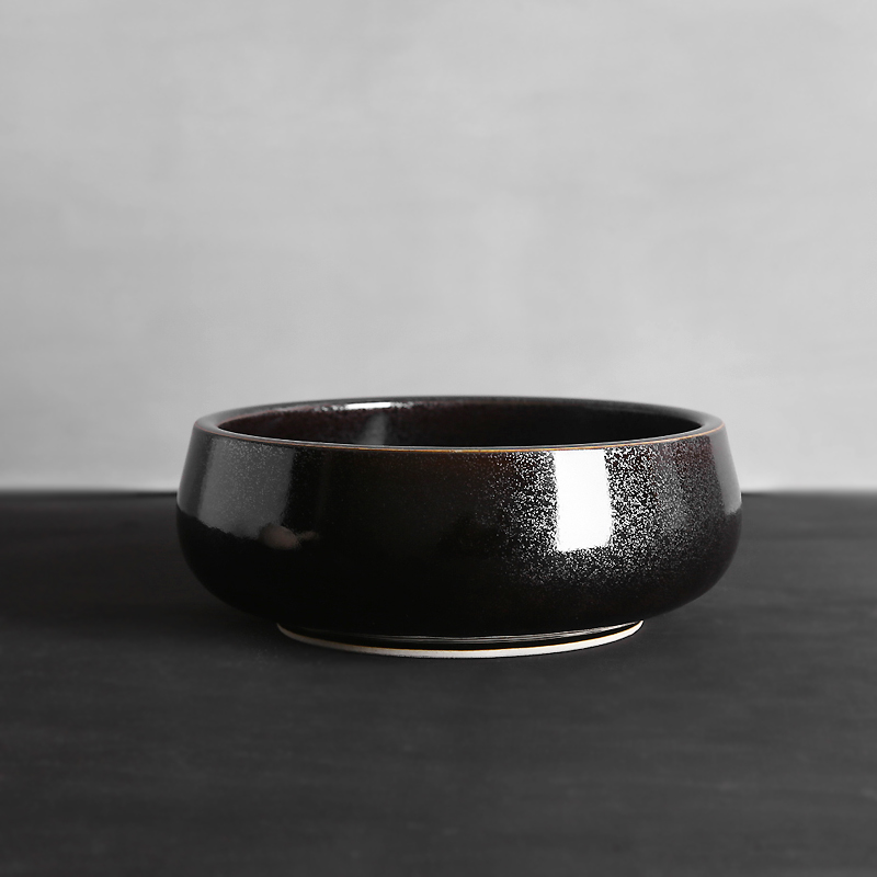 日式陶瓷，黑釉銀斑水盂