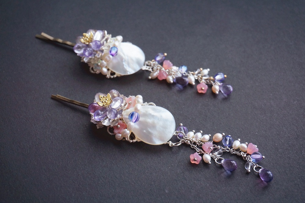 珍珠琉璃古風(fēng)發(fā)簪子