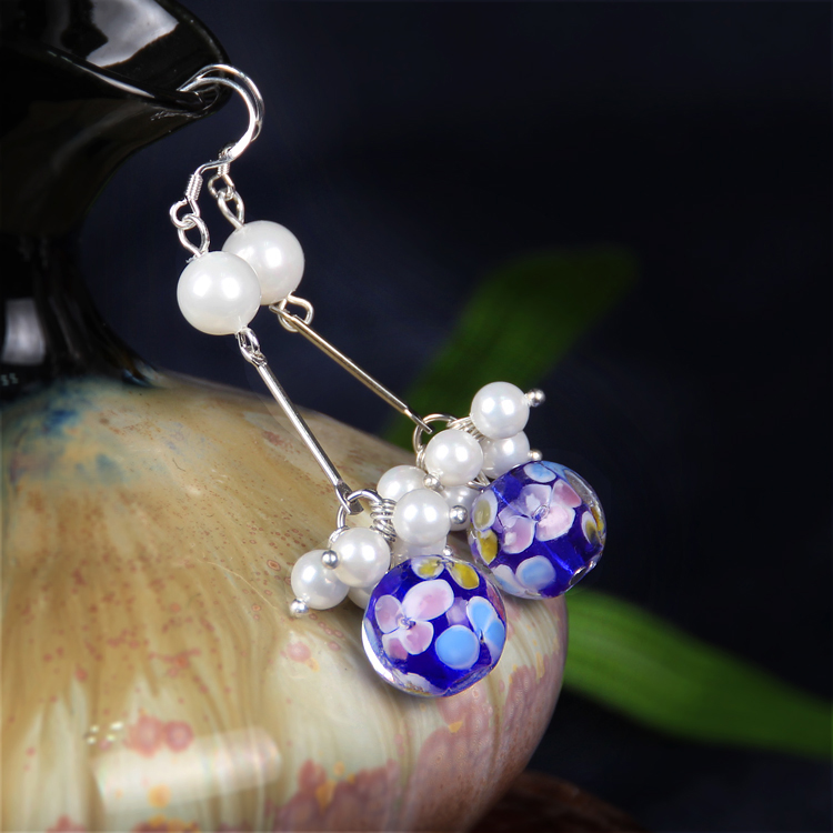 琉璃珍珠復(fù)古耳墜