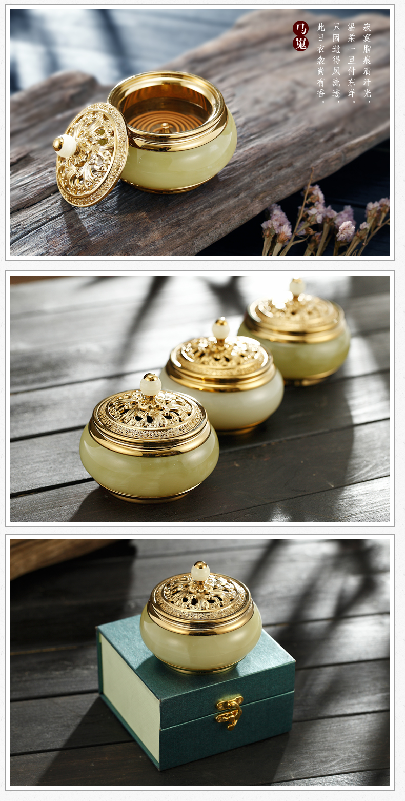 銅鑲玉香爐，純銅盤(pán)香爐