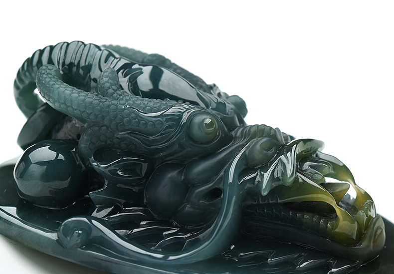 果敢翡翠，藍(lán)水翡翠龍牌玉器