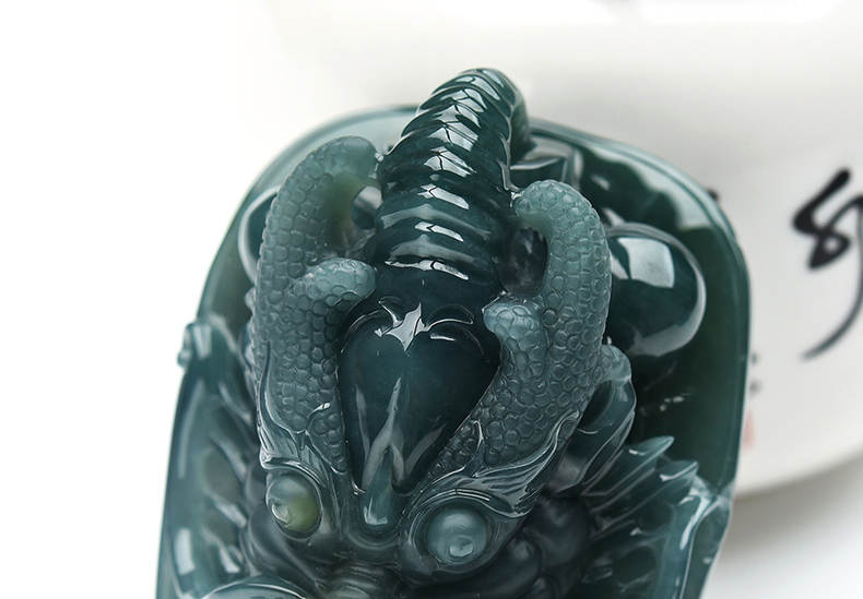 果敢翡翠，藍(lán)水翡翠龍牌玉器