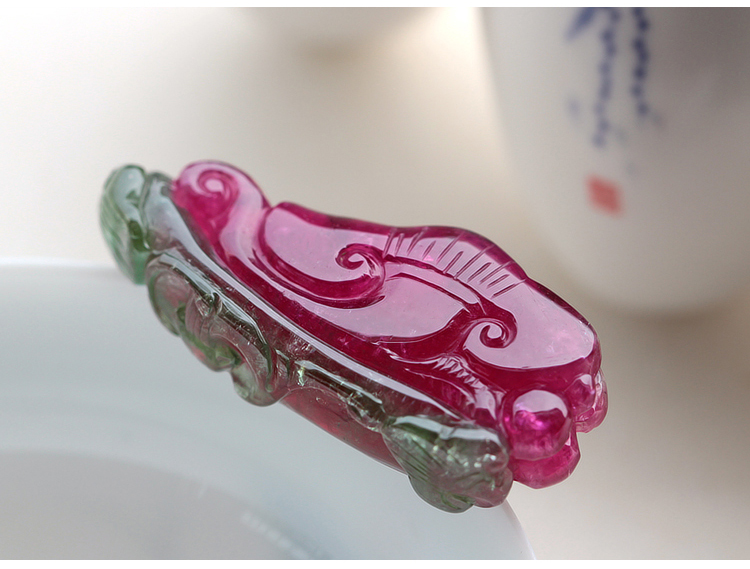 西瓜碧璽吊墜，雕刻如意貔貅項(xiàng)墜一對(duì)