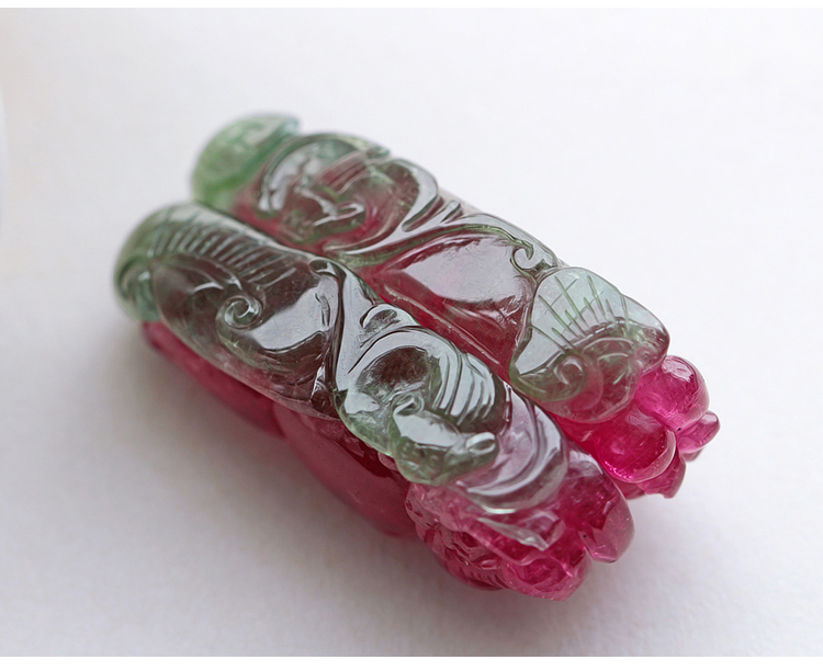 西瓜碧璽吊墜，雕刻如意貔貅項(xiàng)墜一對(duì)