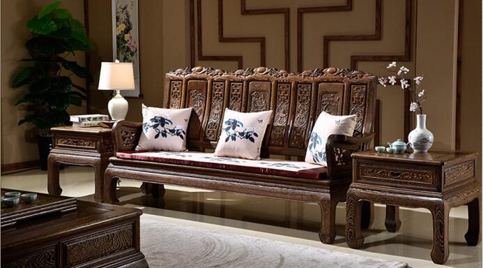 紅木實木家具，雞翅木山水萬字沙發(fā)