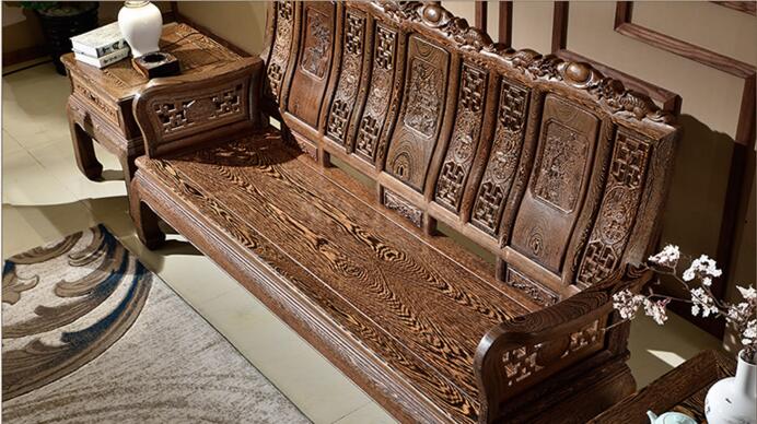 紅木實木家具，雞翅木山水萬字沙發(fā)