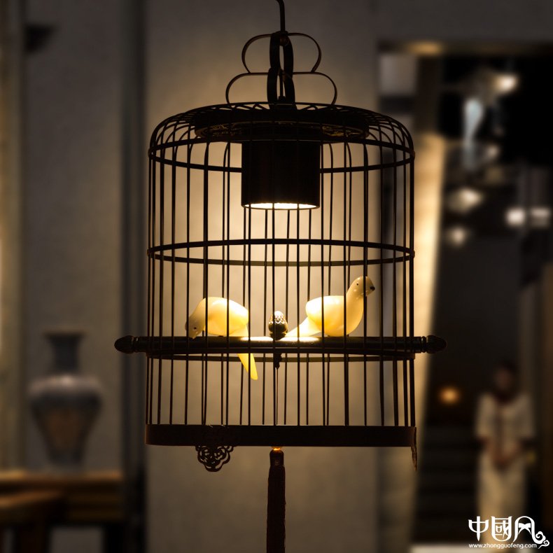 新中式鳥(niǎo)籠吊燈鳥(niǎo)籠燈，家佳樂(lè)文學(xué)十足
