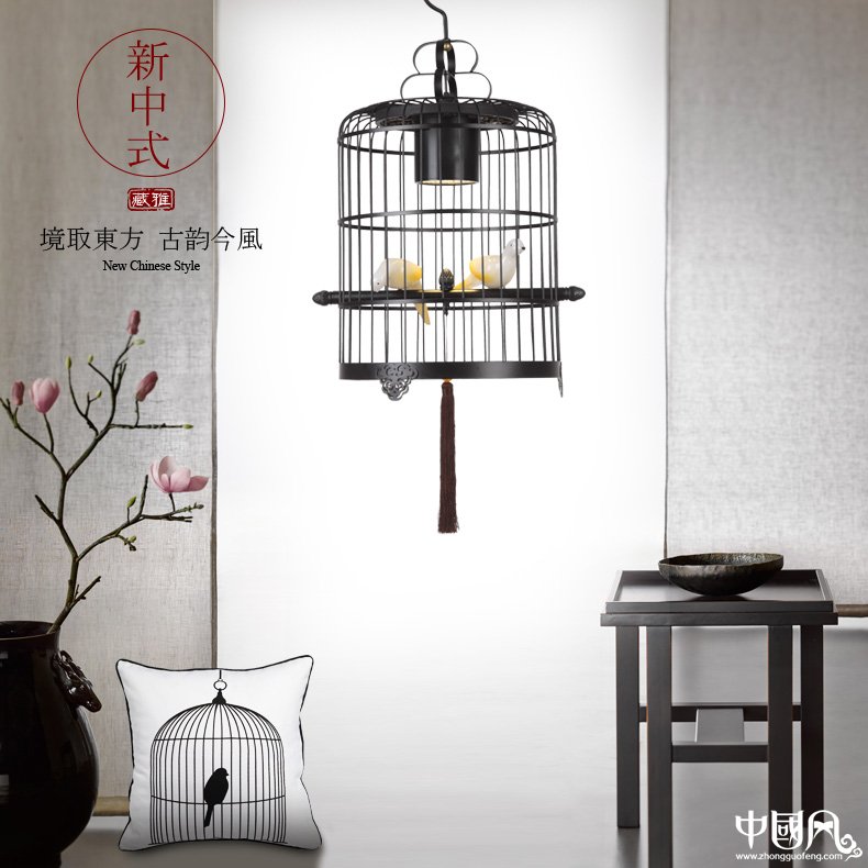 新中式鳥(niǎo)籠吊燈鳥(niǎo)籠燈，家佳樂(lè)文學(xué)十足