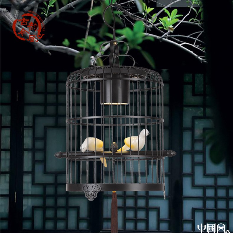 新中式鳥(niǎo)籠吊燈鳥(niǎo)籠燈，家佳樂(lè)文學(xué)十足