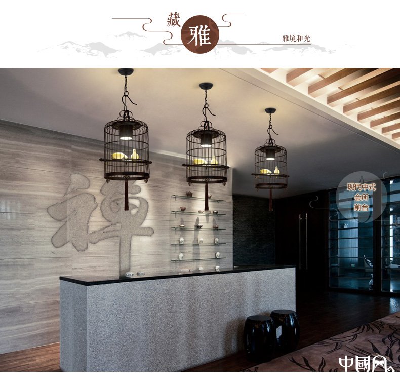 新中式鳥(niǎo)籠吊燈鳥(niǎo)籠燈，家佳樂(lè)文學(xué)十足