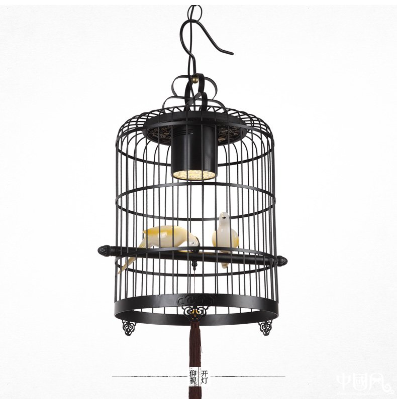 新中式鳥(niǎo)籠吊燈鳥(niǎo)籠燈，家佳樂(lè)文學(xué)十足
