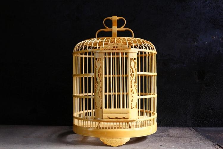 鏤空雕刻龍竹制鳥(niǎo)籠