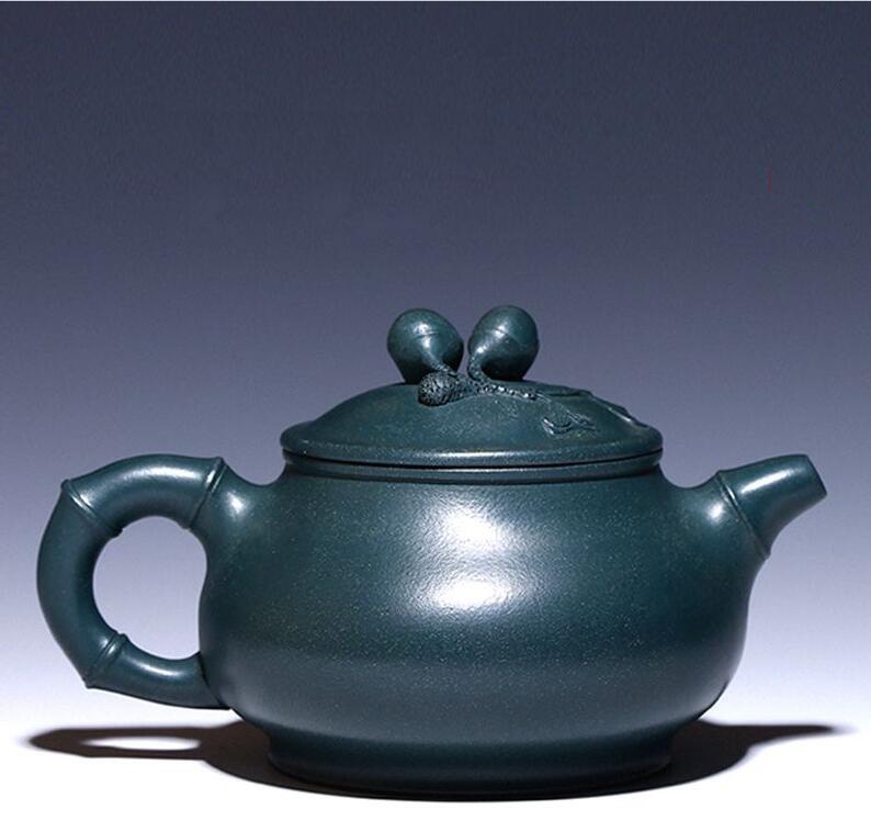 中式古風墨綠泥紫砂壺茶壺