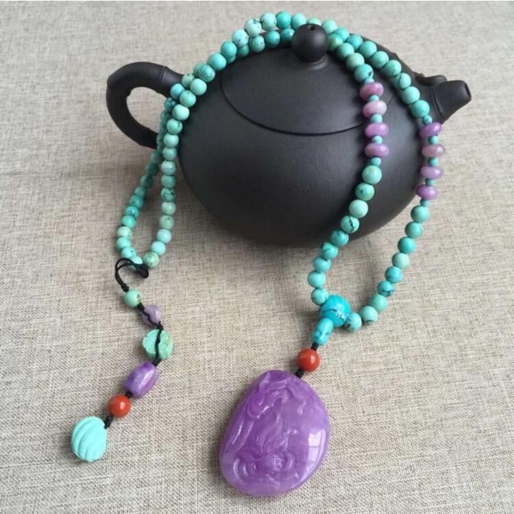 老礦冰種綠松石項鏈，綠松石項鏈搭配