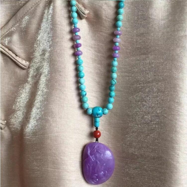 老礦冰種綠松石項鏈，綠松石項鏈搭配