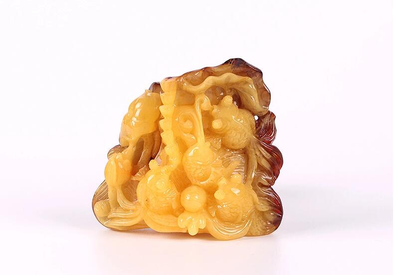 天然波羅的海琥珀蜜蠟金玉滿(mǎn)堂擺件