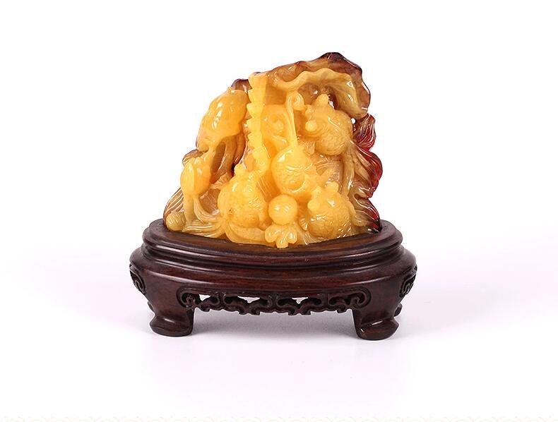 天然波羅的海琥珀蜜蠟金玉滿(mǎn)堂擺件