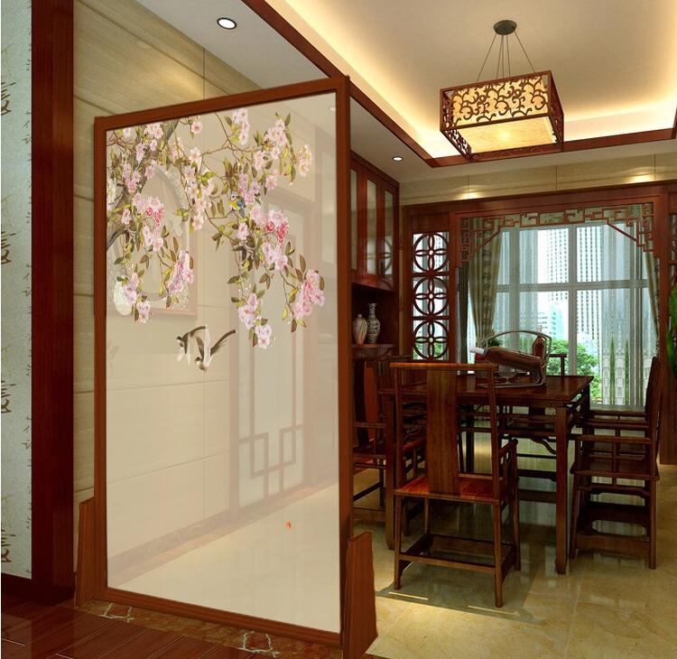 現(xiàn)代中式實(shí)木屏風(fēng)隔斷花鳥