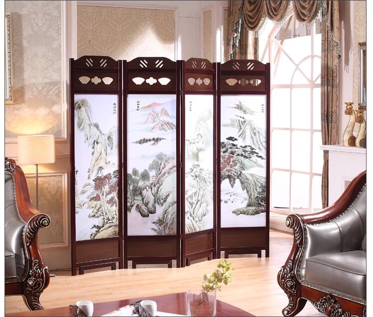 古典實(shí)木屏風(fēng)家佳樂文學(xué)山屏風(fēng)隔斷