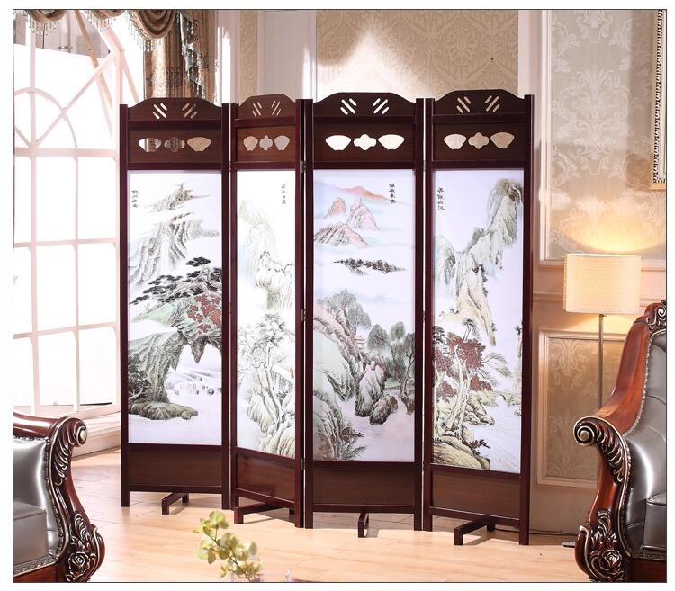 古典實(shí)木屏風(fēng)家佳樂文學(xué)山屏風(fēng)隔斷
