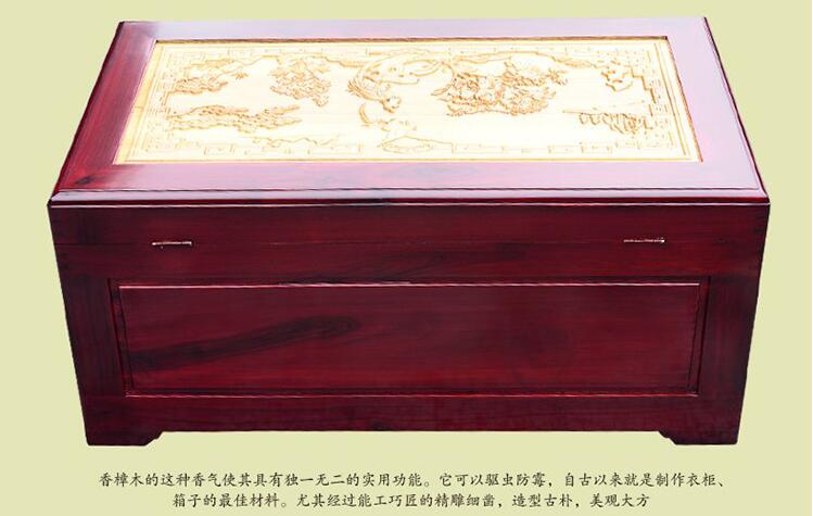 復(fù)古中式仿古雕花香樟木箱子