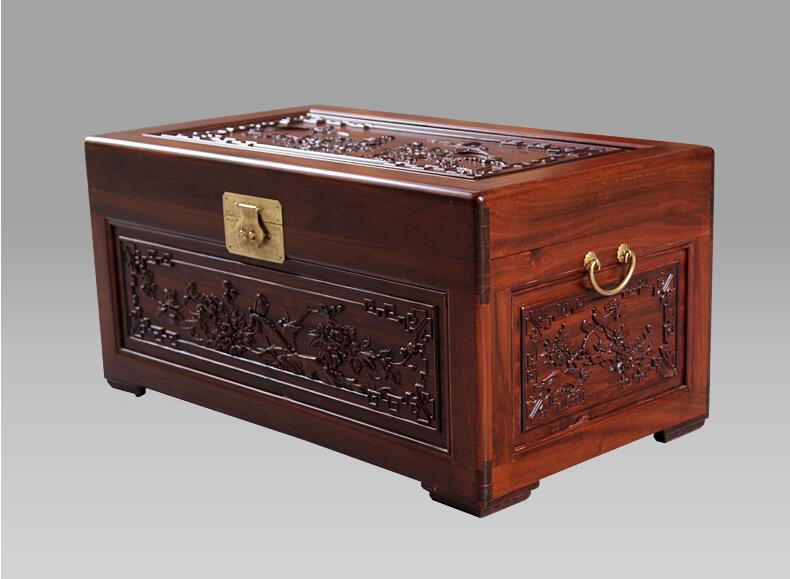 中式復古婚嫁木箱香樟木箱子