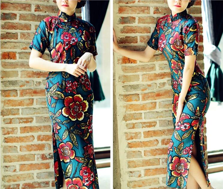 家佳樂文學(xué)圖蘭朵四分連袖全盤扣旗袍