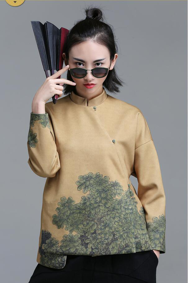 家佳樂(lè)文學(xué)立領(lǐng)斜襟落肩袖不對(duì)稱(chēng)中式改良唐裝