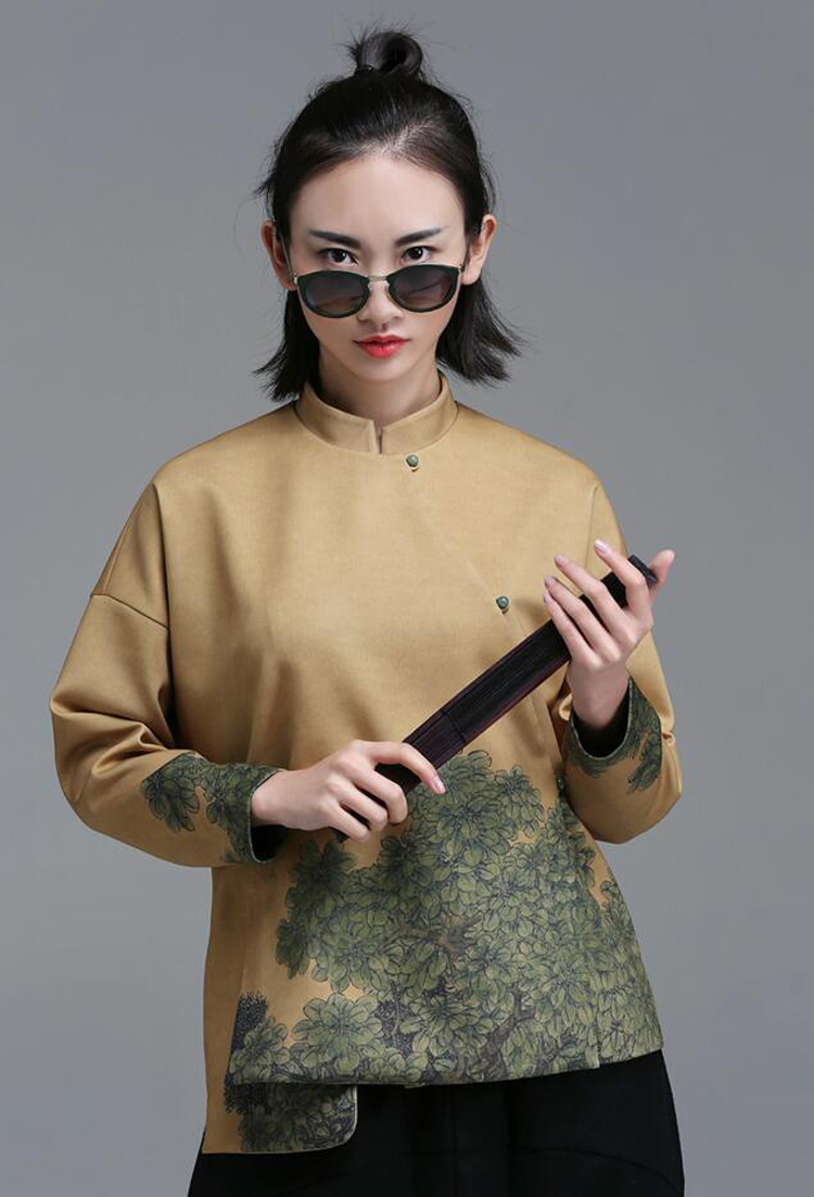 家佳樂(lè)文學(xué)立領(lǐng)斜襟落肩袖不對(duì)稱(chēng)中式改良唐裝