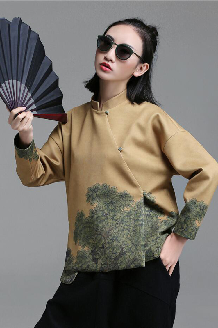 家佳樂(lè)文學(xué)立領(lǐng)斜襟落肩袖不對(duì)稱(chēng)中式改良唐裝