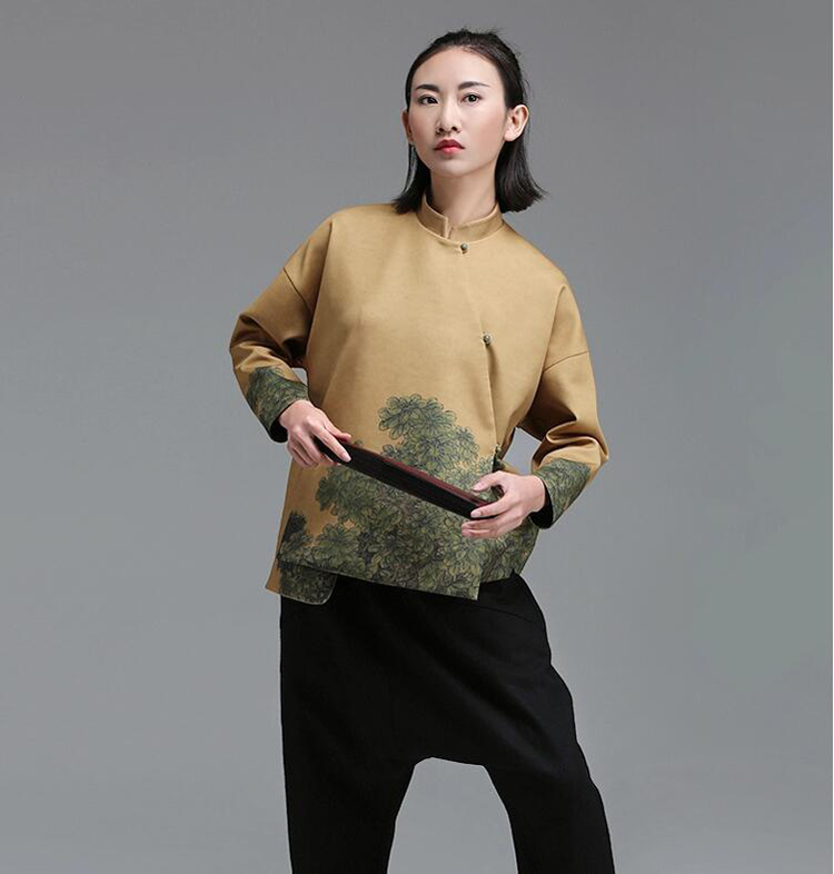 家佳樂(lè)文學(xué)立領(lǐng)斜襟落肩袖不對(duì)稱(chēng)中式改良唐裝