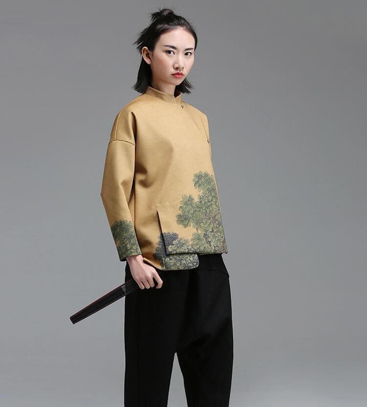 家佳樂(lè)文學(xué)立領(lǐng)斜襟落肩袖不對(duì)稱(chēng)中式改良唐裝