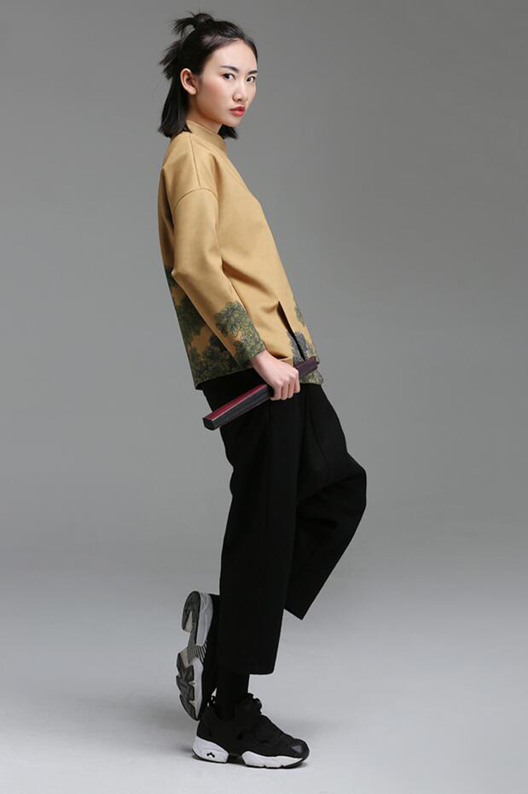 家佳樂(lè)文學(xué)立領(lǐng)斜襟落肩袖不對(duì)稱(chēng)中式改良唐裝