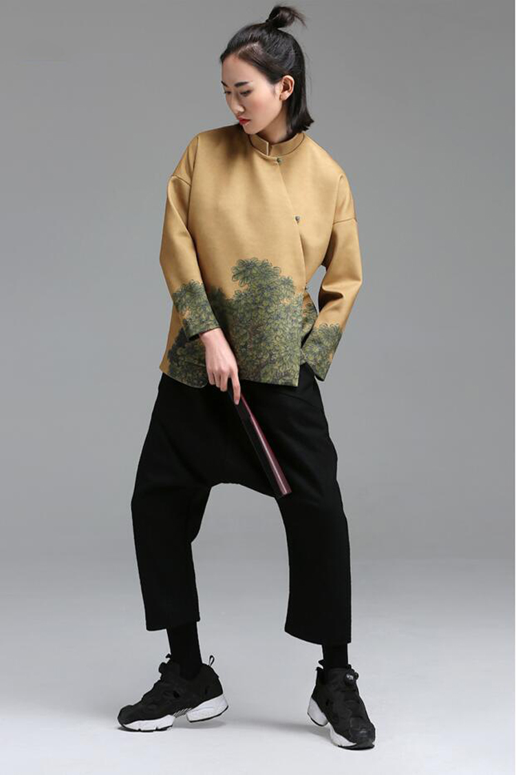 家佳樂(lè)文學(xué)立領(lǐng)斜襟落肩袖不對(duì)稱(chēng)中式改良唐裝