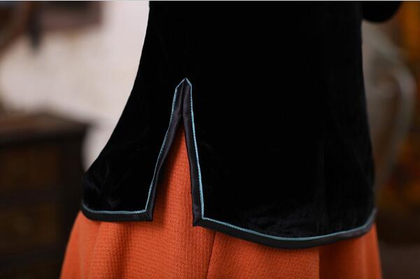 唐裝女長袖絲絨上衣