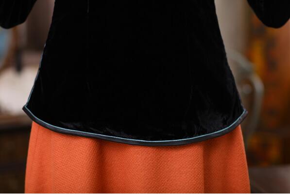 唐裝女長袖絲絨上衣