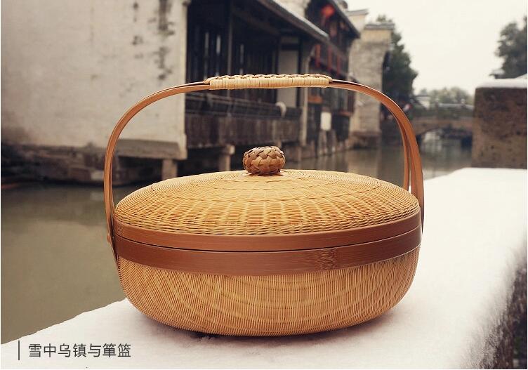 竹編制品家佳樂文學(xué)茶點(diǎn)收納簞籃