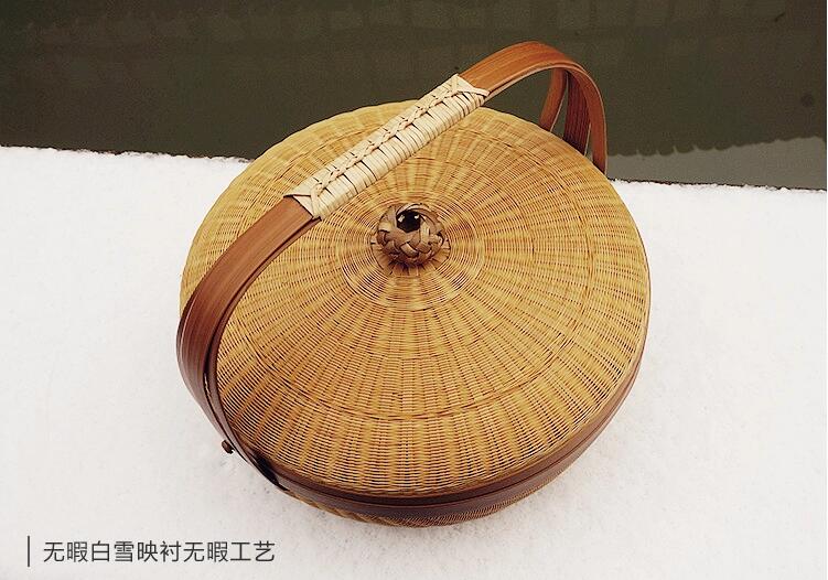 竹編制品家佳樂文學(xué)茶點(diǎn)收納簞籃