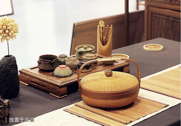 竹編制品家佳樂文學(xué)茶點(diǎn)收納簞籃
