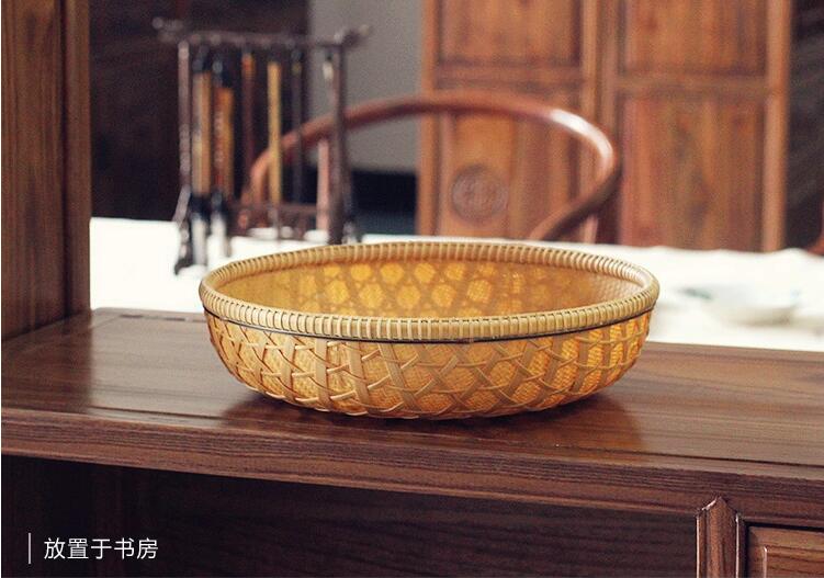 家佳樂文學(xué)家用竹編零食收納竹匾