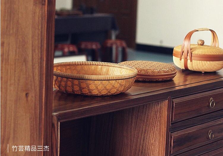 家佳樂文學(xué)家用竹編零食收納竹匾