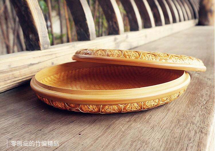 家佳樂文學(xué)家用竹編茶點(diǎn)收納雪花簞
