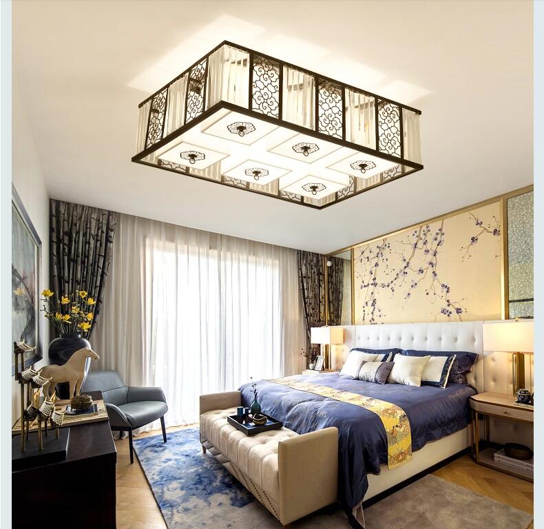新中式吸頂燈長方形水晶客廳燈具